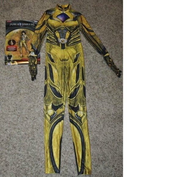 Power Rangers Yellow Halloween Costume 8/10 Jumpsuit Skin 1 Pc Party Womens - Picture 4 of 5